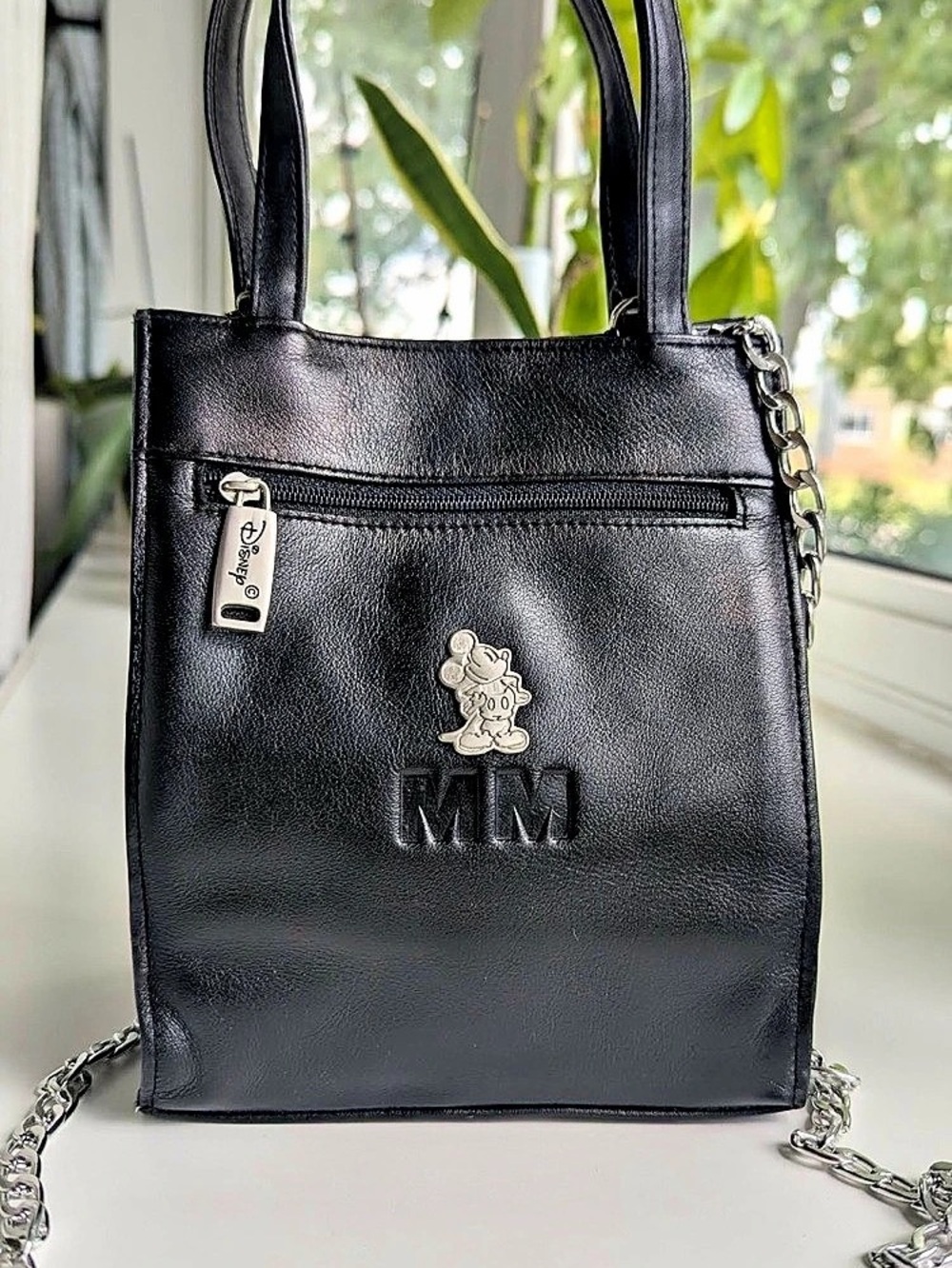 Mickey Mouse Disney genuine leather Black Shoulder Bag